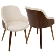 LumiSource Bacci Dining Chair | Mid-Century Walnut Wood and Cream Fabric | Dining Room & Living Room Accent | 21 x 20 x 31 in | Model CH-BCCIWL-CR