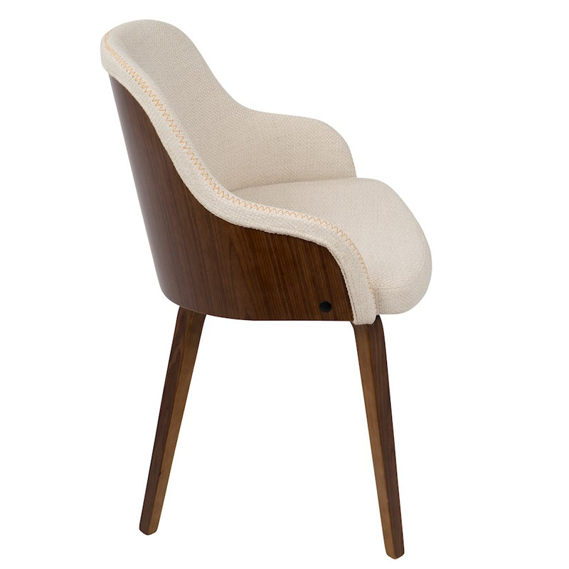 LumiSource Bacci Dining Chair | Mid-Century Walnut Wood and Cream Fabric | Dining Room & Living Room Accent | 21 x 20 x 31 in | Model CH-BCCIWL-CR