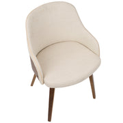 LumiSource Bacci Dining Chair | Mid-Century Walnut Wood and Cream Fabric | Dining Room & Living Room Accent | 21 x 20 x 31 in | Model CH-BCCIWL-CR