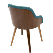 LumiSource Bacci Dining Chair | Mid-Century Walnut Wood and Teal Fabric | Living Room & Kitchen Accent Seating | 21 x 20 x 31 in | Model CH-BCCIWL-TL