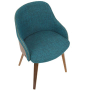 LumiSource Bacci Dining Chair | Mid-Century Walnut Wood and Teal Fabric | Living Room & Kitchen Accent Seating | 21 x 20 x 31 in | Model CH-BCCIWL-TL