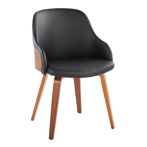 LumiSource Bacci Chair, Walnut Wood/Black PU - CH-BCCIWLPUBK