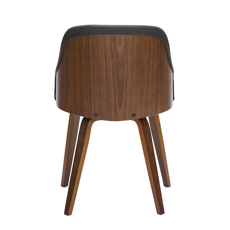 LumiSource Bacci Dining Chair | Mid-Century Walnut Wood and Brown PU Leather | Dining Room & Living Room Accent | Model CH-BCCIWLPUBN