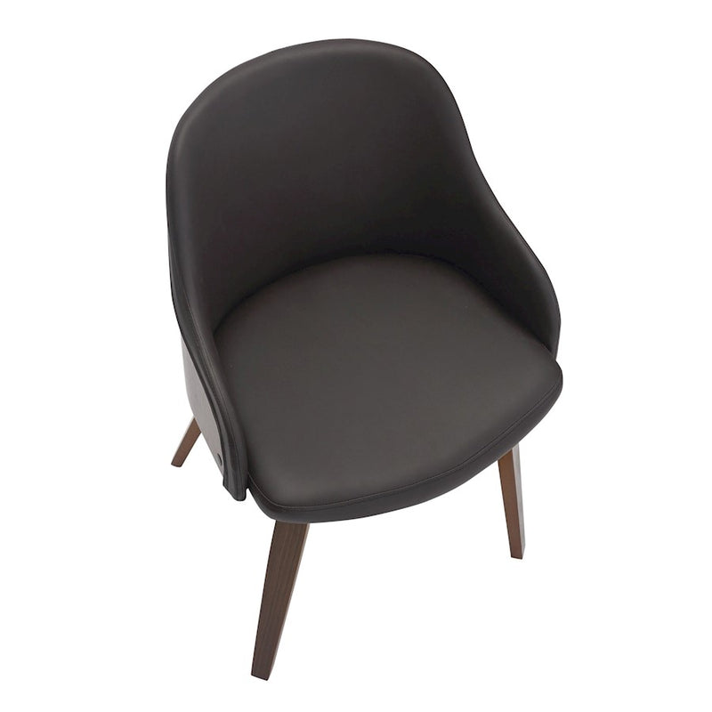 LumiSource Bacci Dining Chair | Mid-Century Walnut Wood and Brown PU Leather | Dining Room & Living Room Accent | Model CH-BCCIWLPUBN