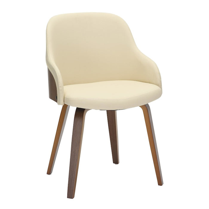 LumiSource Bacci Chair, Walnut Wood/Cream PU - CH-BCCIWLPUCR