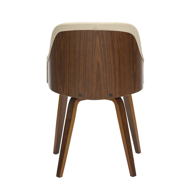 LumiSource Bacci Chair, Walnut Wood/Cream PU