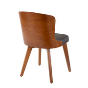LumiSource Bocello Dining Chair | Mid-Century Walnut Bamboo and Black Faux Leather | Living Room & Entryway Accent Seating | Model CH-BCLLOWL-BK