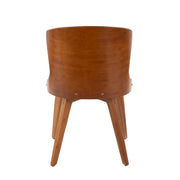 LumiSource Bocello Dining Chair | Mid-Century Walnut Bamboo and Black Faux Leather | Living Room & Entryway Accent Seating | Model CH-BCLLOWL-BK