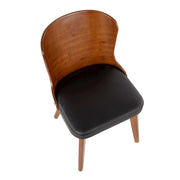 LumiSource Bocello Dining Chair | Mid-Century Walnut Bamboo and Black Faux Leather | Living Room & Entryway Accent Seating | Model CH-BCLLOWL-BK