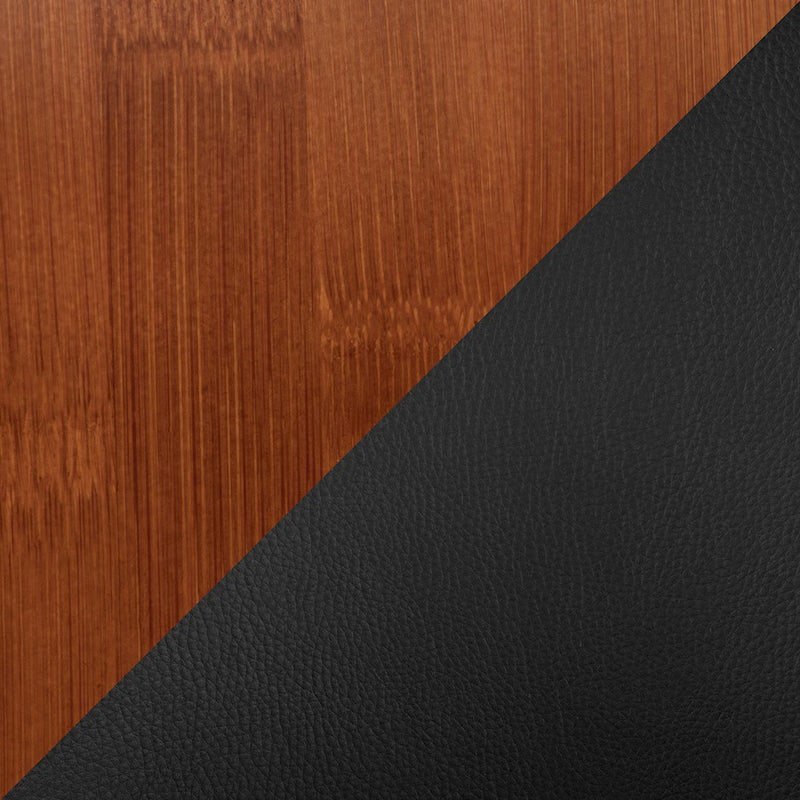 LumiSource Bocello Dining Chair | Mid-Century Walnut Bamboo and Black Faux Leather | Living Room & Entryway Accent Seating | Model CH-BCLLOWL-BK