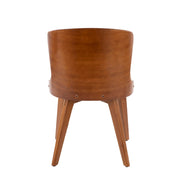 LumiSource Bocello Dining Chair | Mid-Century Walnut Bamboo and Cream Faux Leather | Living Room & Entryway Accent Seating | Model CH-BCLLOWL-CR