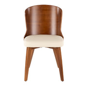 LumiSource Bocello Dining Chair | Mid-Century Walnut Bamboo and Cream Faux Leather | Living Room & Entryway Accent Seating | Model CH-BCLLOWL-CR