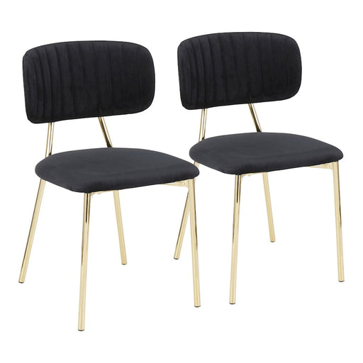 LumiSource Bouton Chair (Set of 2) | Glam Gold Metal and Black Velvet | Living Room & Dining Accent Seating | 19 x 18 x 32 in | Model CH-BOUTONAUVBK2
