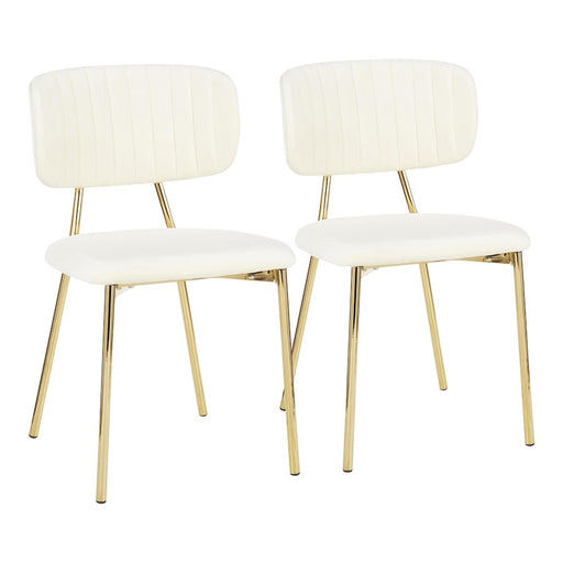 LumiSource Bouton Chair Set of 2 | Glam Gold Metal and Cream Velvet | Dining Room & Living Room Accent | 20.5 x 18 x 32 in | Model CH-BOUTONAUVCR2