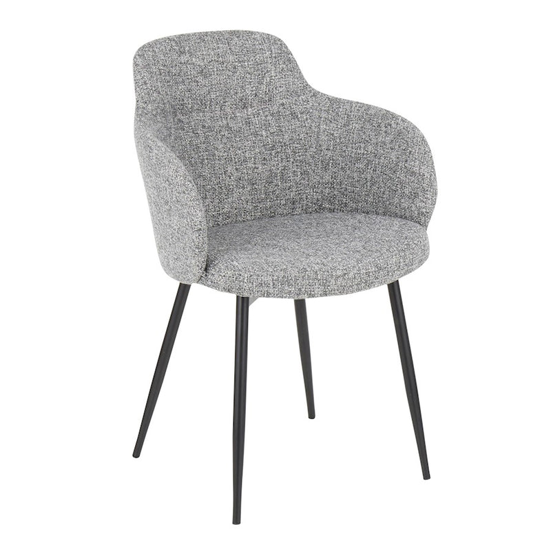 LumiSource Boyne Chair | Black Metal and Grey Noise Fabric | Dining Room & Accent Seating | 22 x 22 x 33 in | Model CH-BOYNEBKDGY