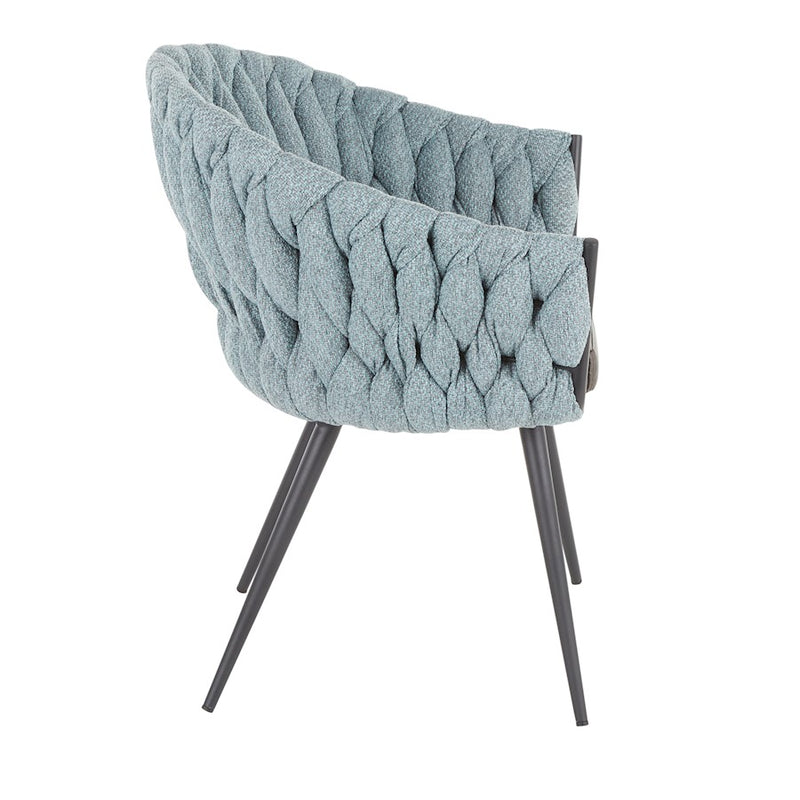 LumiSource Matisse Braided Dining Chair | Black Frame, Grey PU & Grey Fabric | Accent & Dining Seating | 22 x 25.25 x 31 in | Model CH-BRAIDMATBKGY