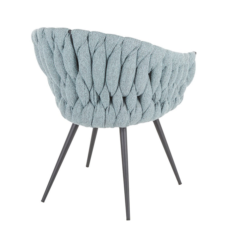 LumiSource Matisse Braided Dining Chair | Black Frame, Grey PU & Grey Fabric | Accent & Dining Seating | 22 x 25.25 x 31 in | Model CH-BRAIDMATBKGY