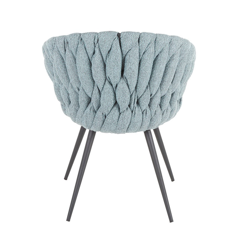 LumiSource Matisse Braided Dining Chair | Black Frame, Grey PU & Grey Fabric | Accent & Dining Seating | 22 x 25.25 x 31 in | Model CH-BRAIDMATBKGY