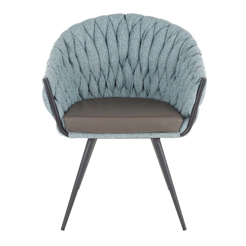 LumiSource Matisse Braided Dining Chair | Black Frame, Grey PU & Grey Fabric | Accent & Dining Seating | 22 x 25.25 x 31 in | Model CH-BRAIDMATBKGY