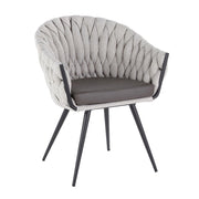 LumiSource Braided Matisse Chair, Black/Cream Fabric/Grey PU - CH-BRAIDMATBKCRGY