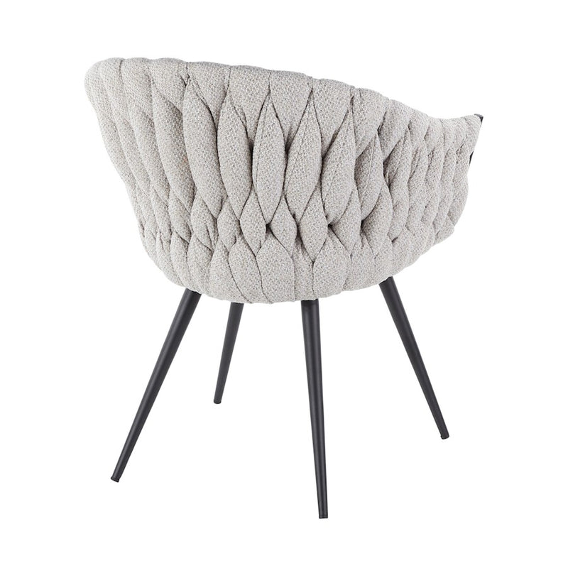 LumiSource Braided Matisse Chair, Black/Cream Fabric/Grey PU