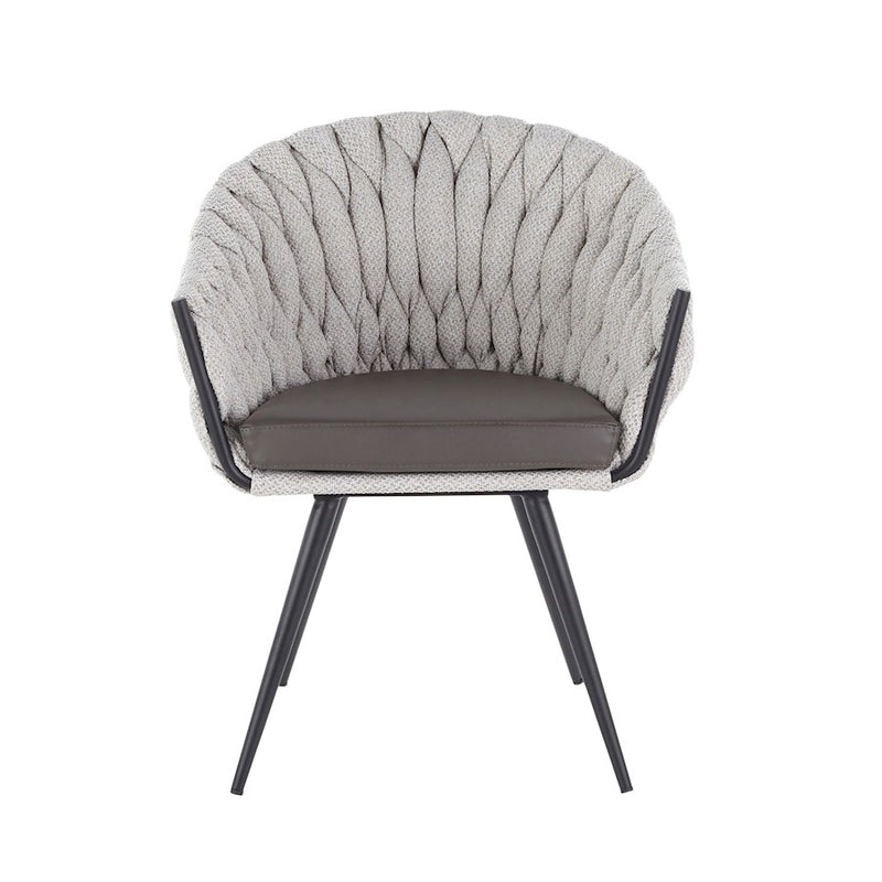 LumiSource Braided Matisse Chair, Black/Cream Fabric/Grey PU