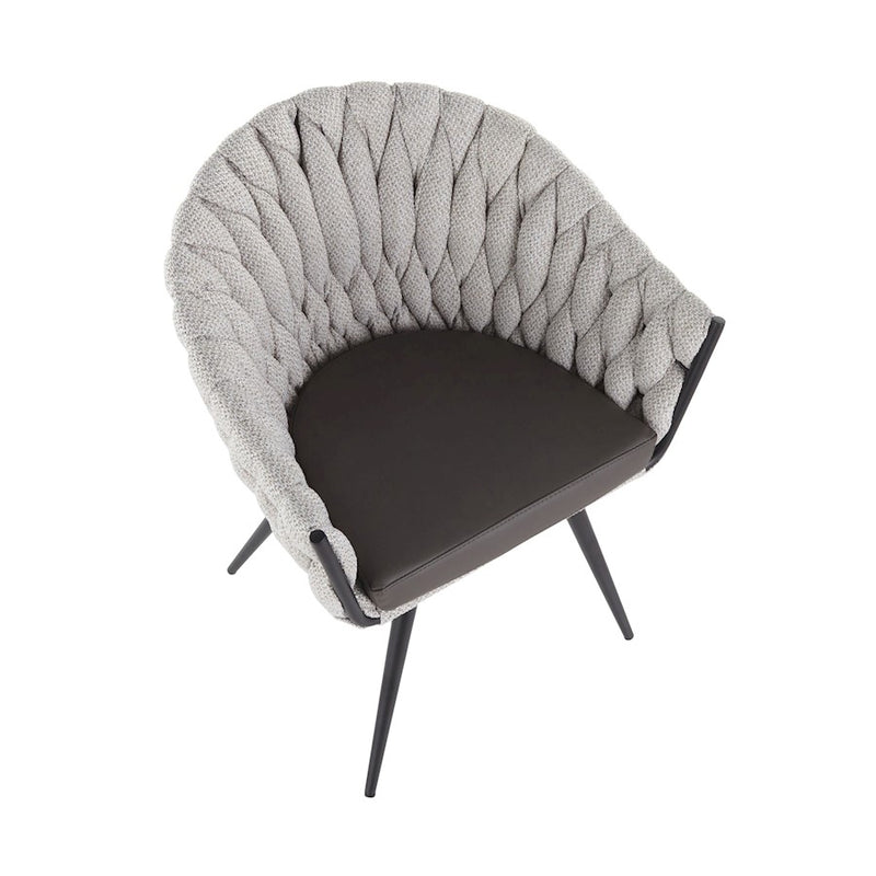 LumiSource Braided Matisse Chair, Black/Cream Fabric/Grey PU