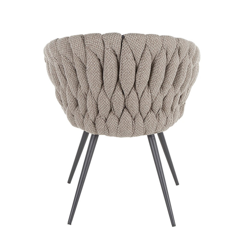 LumiSource Matisse Braided Dining Chair | Black Frame, Grey PU & Grey Fabric | Accent & Dining Seating | 22 x 25.25 x 31 in | Model CH-BRAIDMATBKGY