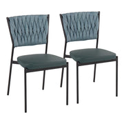 LumiSource Braided Tania Chair, Set of 2, Black/Green - CH-BRAIDTANIABKGN2