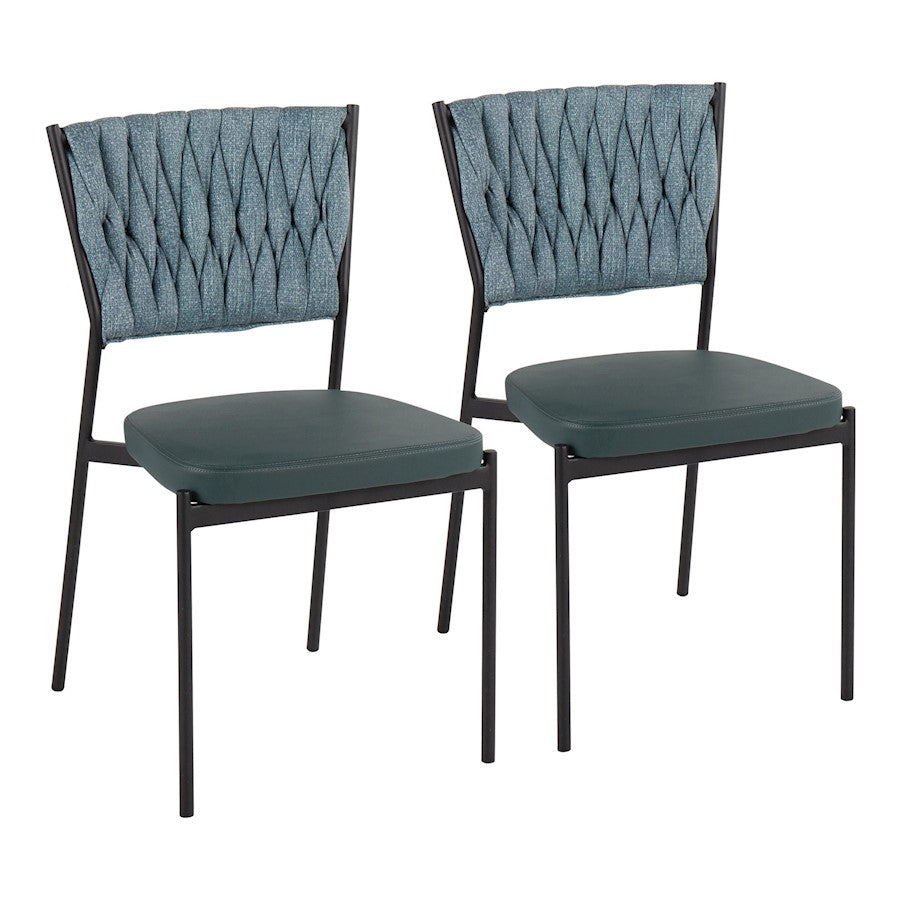 LumiSource Braided Tania Chair, Set of 2, Black/Green - CH-BRAIDTANIABKGN2