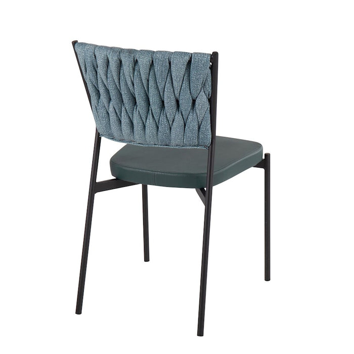 LumiSource Braided Tania Chair, Set of 2, Black/Green