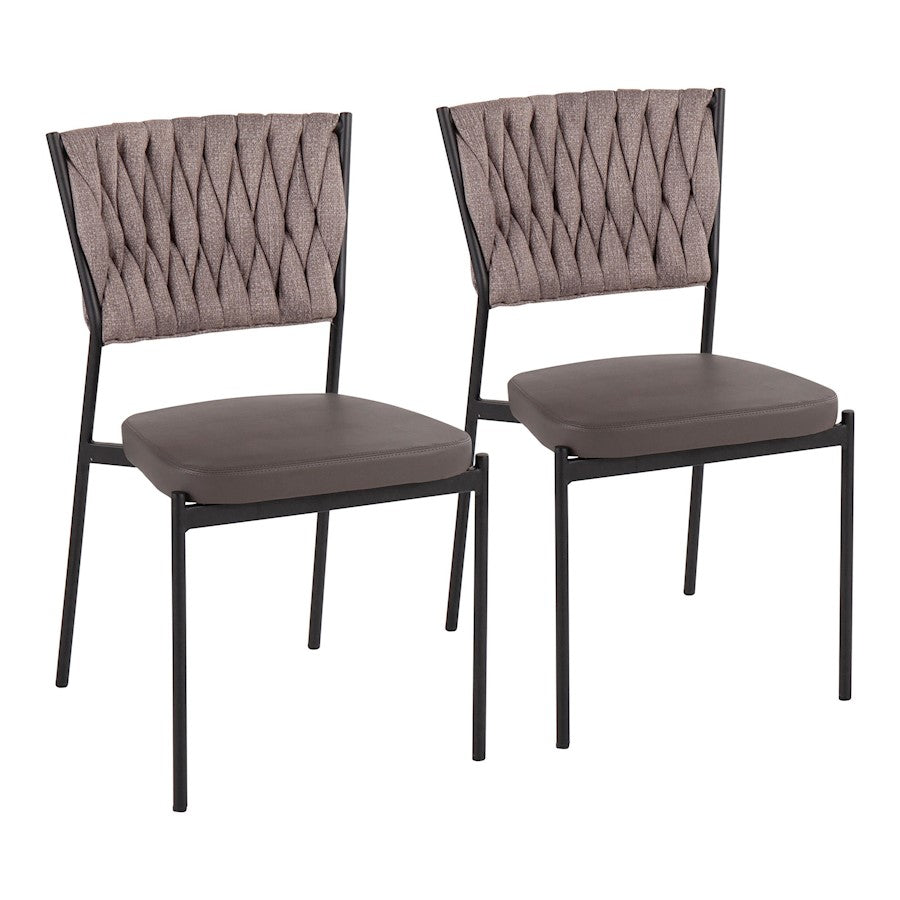 LumiSource Braided Tania Chair, Set/2, Black/Grey/Brown - CH-BRAIDTANIABKGYLBN2