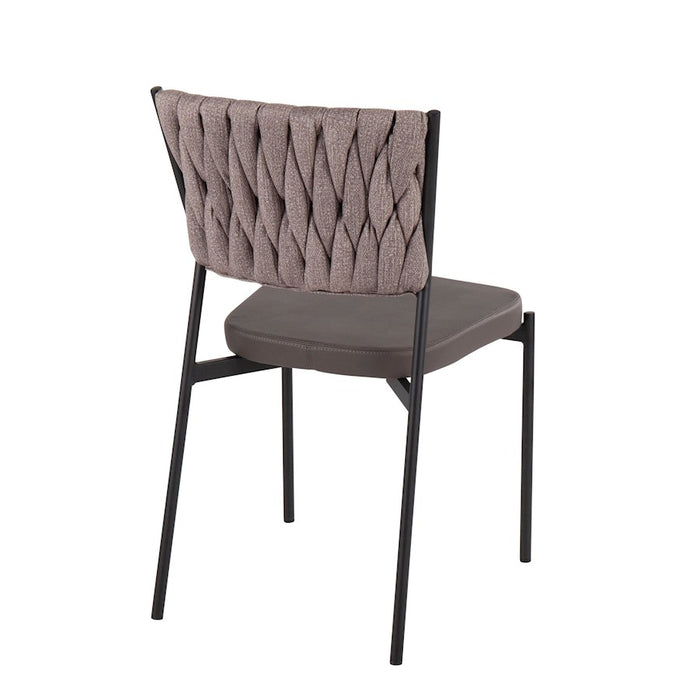 LumiSource Braided Tania Chair, Set of 2, Black/Grey/Brown