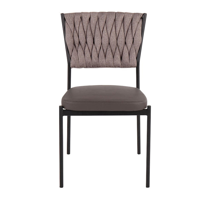 LumiSource Braided Tania Chair, Set of 2, Black/Grey/Brown