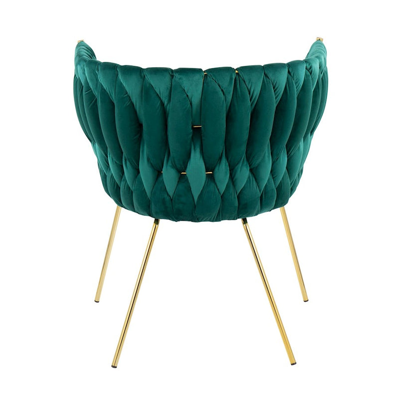 LumiSource Braided Renee Chair in Gold Metal/Green Velvet