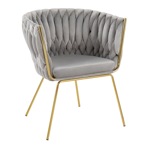 LumiSource Braided Renee Chair in Gold Metal/Silver Velvet - CH-BRDRENEEAUVSV
