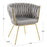 LumiSource Braided Renee Chair in Gold Metal/Silver Velvet