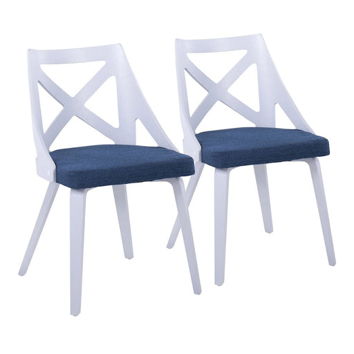 LumiSource Charlotte Chair, Set of 2, White Textured/Blue - CH-CHARLOTWTXTBU2