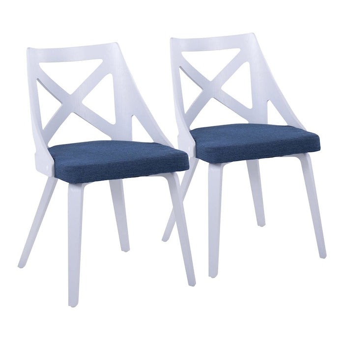LumiSource Charlotte Chair, Set of 2, White Textured/Blue - CH-CHARLOTWTXTBU2