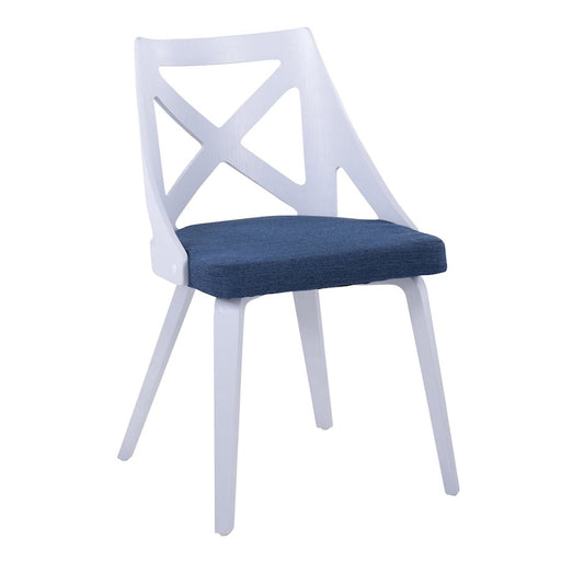 LumiSource Charlotte Chair, Set of 2, White Textured/Blue