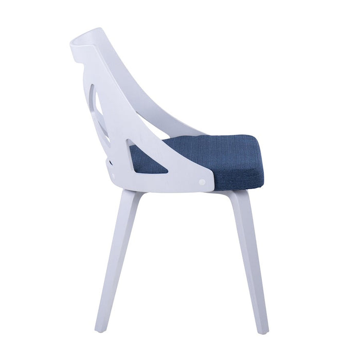 LumiSource Charlotte Chair, Set of 2, White Textured/Blue