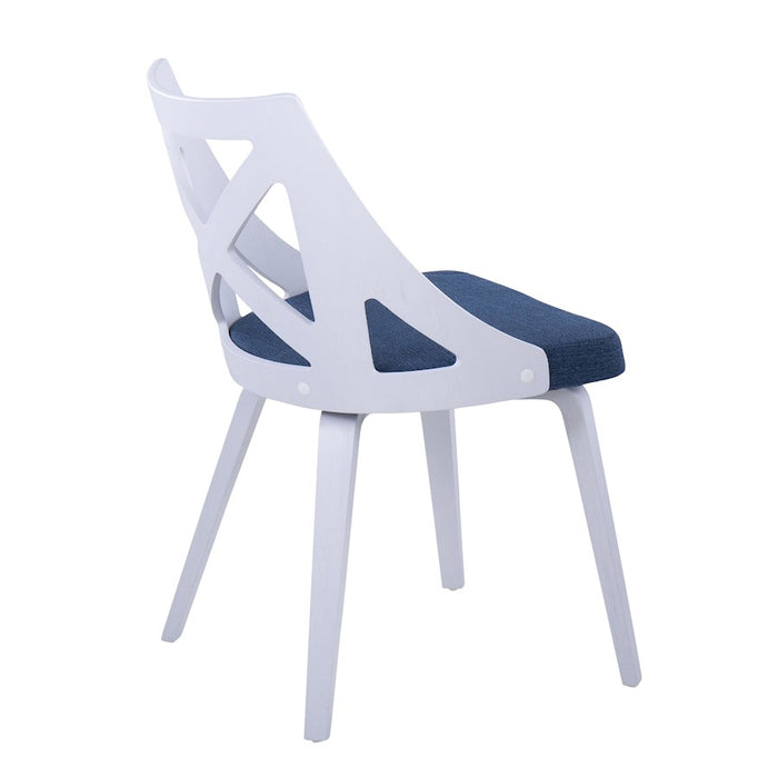 LumiSource Charlotte Chair, Set of 2, White Textured/Blue