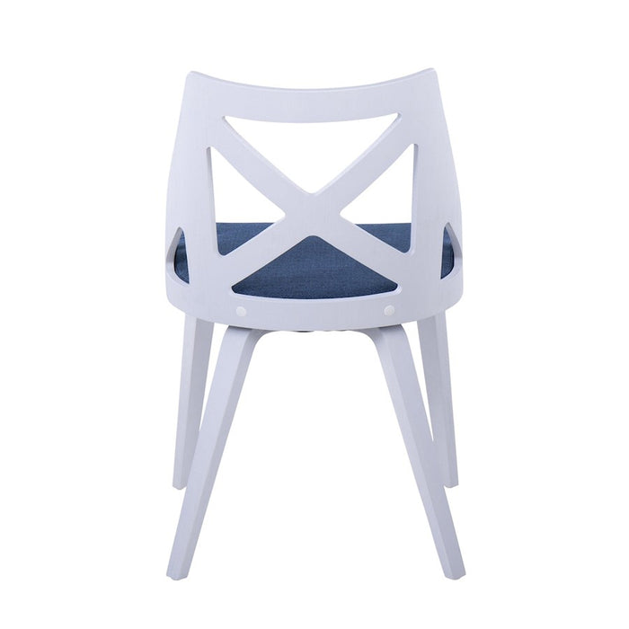 LumiSource Charlotte Chair, Set of 2, White Textured/Blue