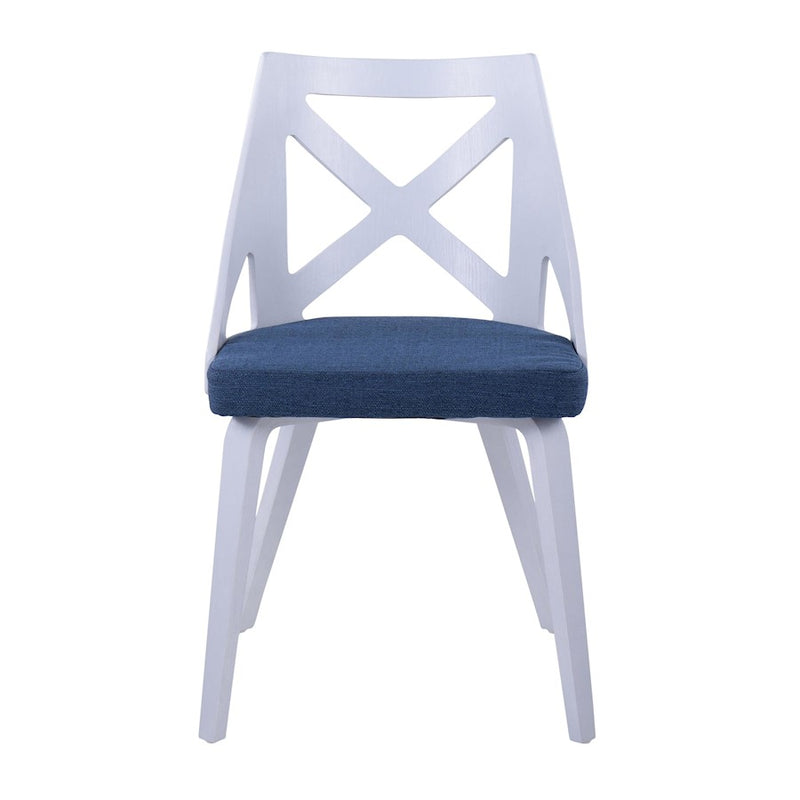 LumiSource Charlotte Chair, Set of 2, White Textured/Blue