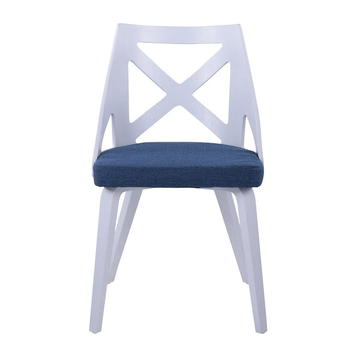 LumiSource Charlotte Chair, Set of 2, White Textured/Blue