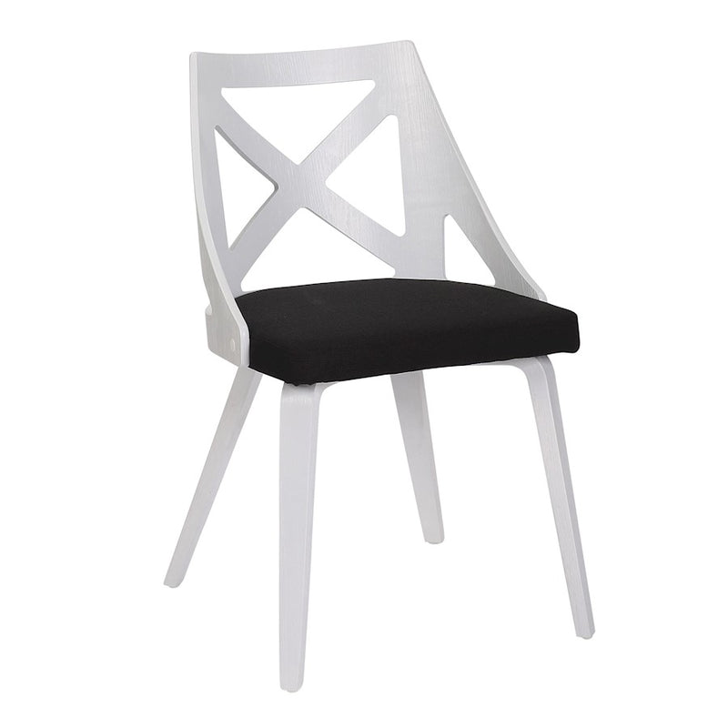 LumiSource Charlotte Chair Set of 2 | White Textured Wood and Charcoal Fabric Dining Chair | Farmhouse Dining Room | Model CH-CHARLOTWTXTCHAR2