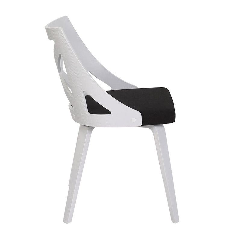 LumiSource Charlotte Chair Set of 2 | White Textured Wood and Charcoal Fabric Dining Chair | Farmhouse Dining Room | Model CH-CHARLOTWTXTCHAR2