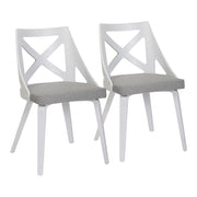 LumiSource Charlotte Chair, Set of 2, White Textured/Grey - CH-CHARLOTWTXTLGY2