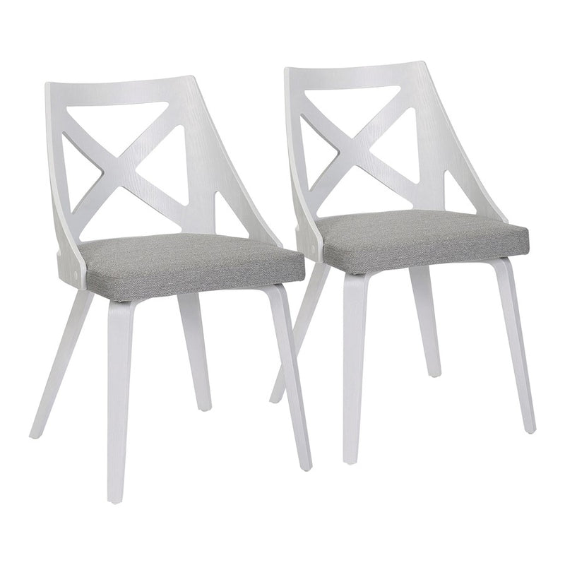 LumiSource Charlotte Chair, Set of 2, White Textured/Grey - CH-CHARLOTWTXTLGY2
