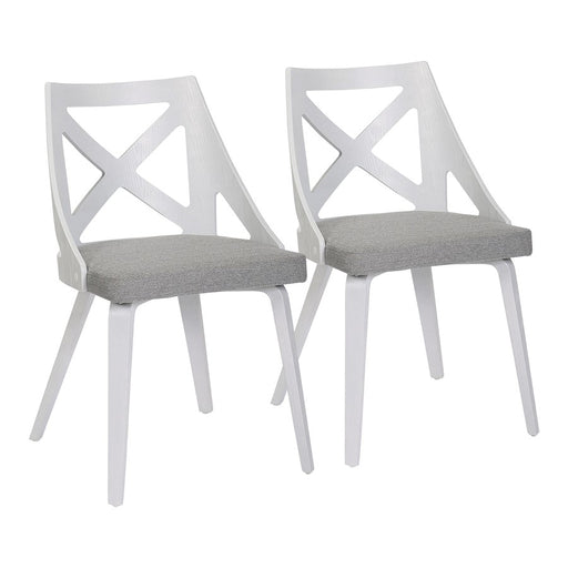 LumiSource Charlotte Chair, Set of 2, White Textured/Grey - CH-CHARLOTWTXTLGY2